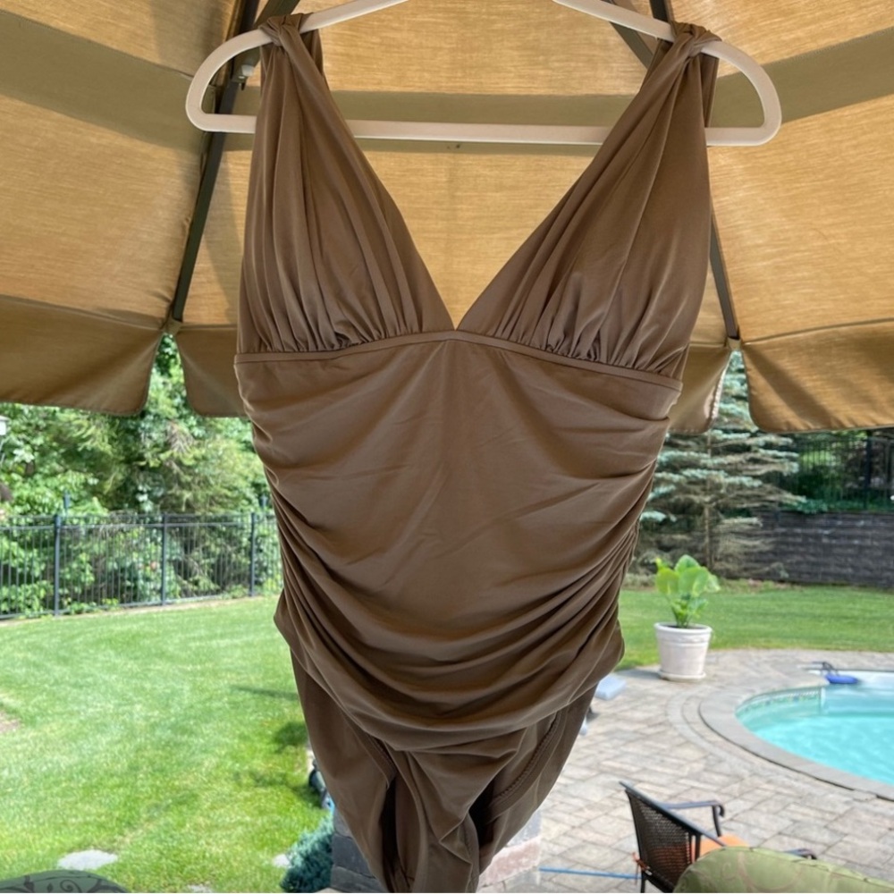 Carmen Marc Valvo Brown One Piece Swimsuit